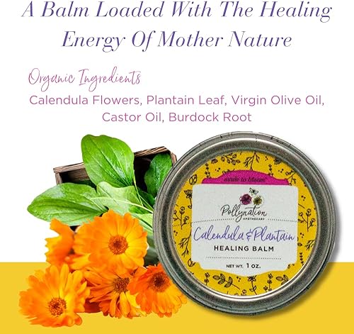 Miniatura 4 de Pollynation Calendula & Plaintain Body Healing Balm 1 oz  Nourishing & Rejuvenating  Restores Skin, Supports Healthy Skin Cells  Great for Itches,