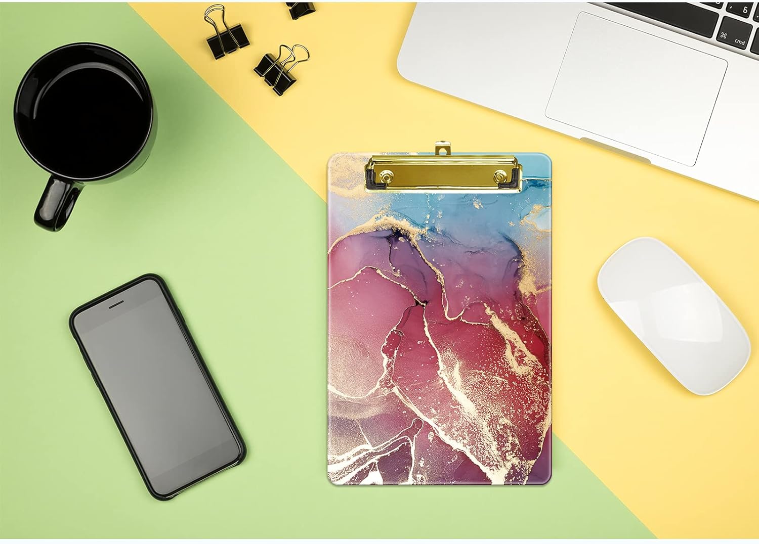 Hongri 小型プラスチッククリップボード、ファッションデザイン A5メモクリップボード 学生、子供、女性、オフィス、自宅、目立た