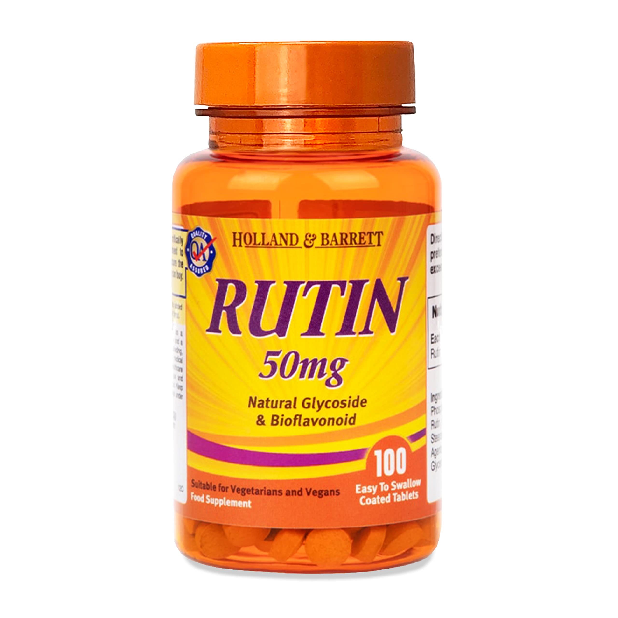 Holland and Barrett Rutin 100 Tablets 50mg Suitable for Vegetarians and Vegans