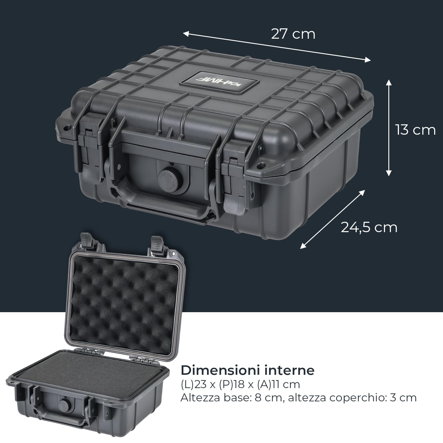 HMF Valigetta Fotografica Outdoor Custodia Rigida 27 x 24,5 x 13 cm
