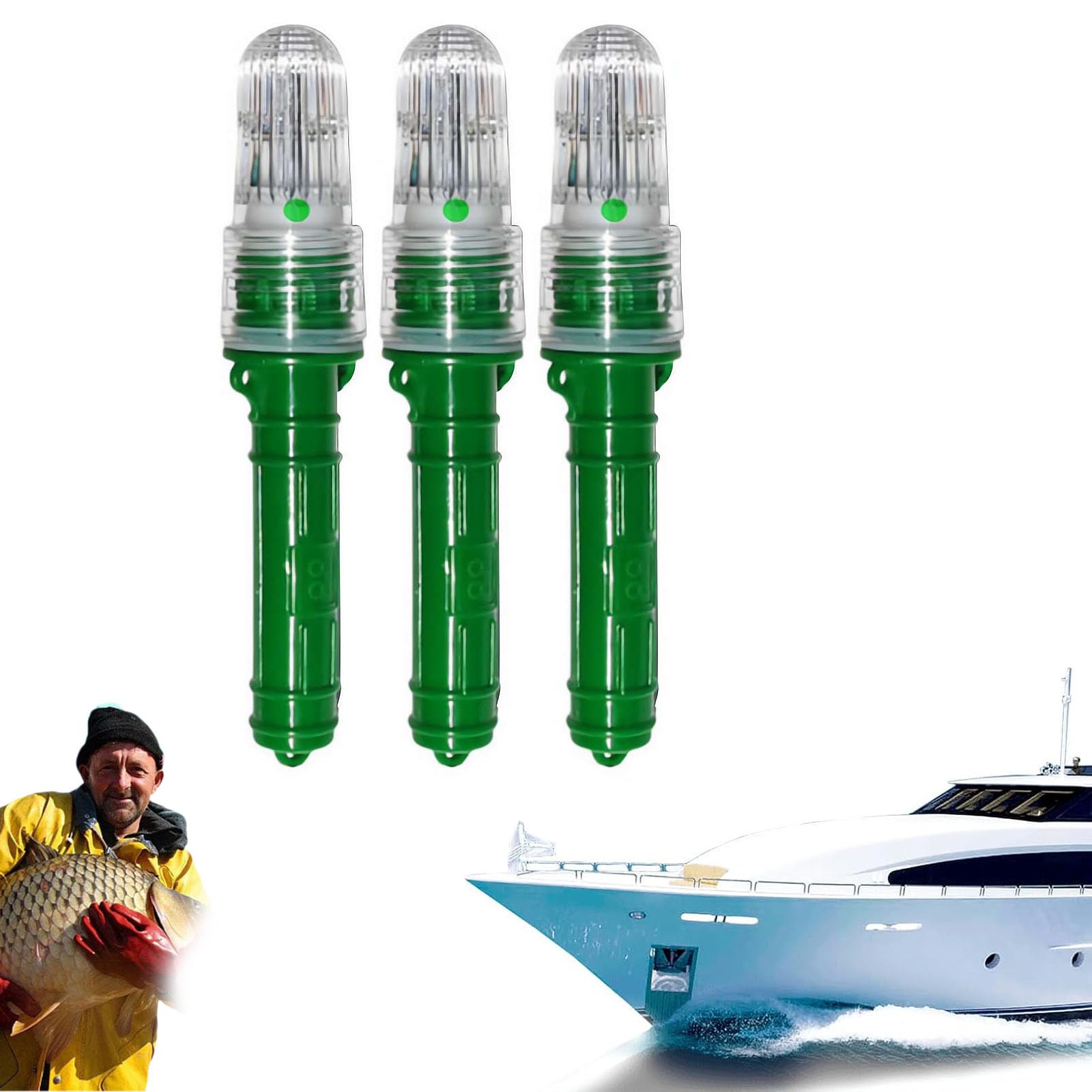 3-Pack Green Electronic Boat Flares: 2025 CG Approved Waterproof Marine Safety Signals