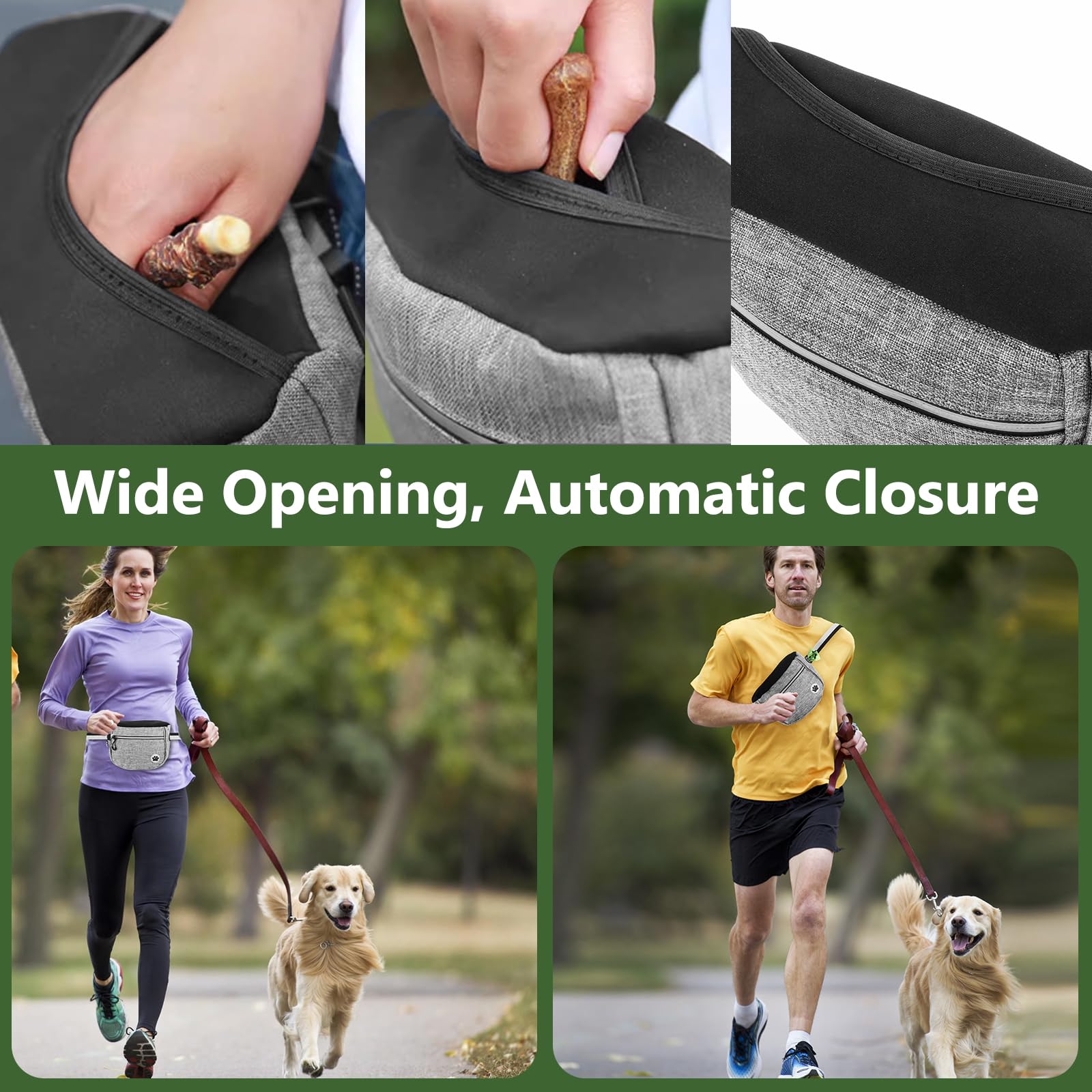 JETOP Premium Dog Treat Pouch for Dog Training Large Capacity Dog Walking Bag with Poop Bag Holder Dog Treat Bag with Adjustable Belt Puppy Treat Bag Dog Walking Bum Bag for Men and Women - Image 3