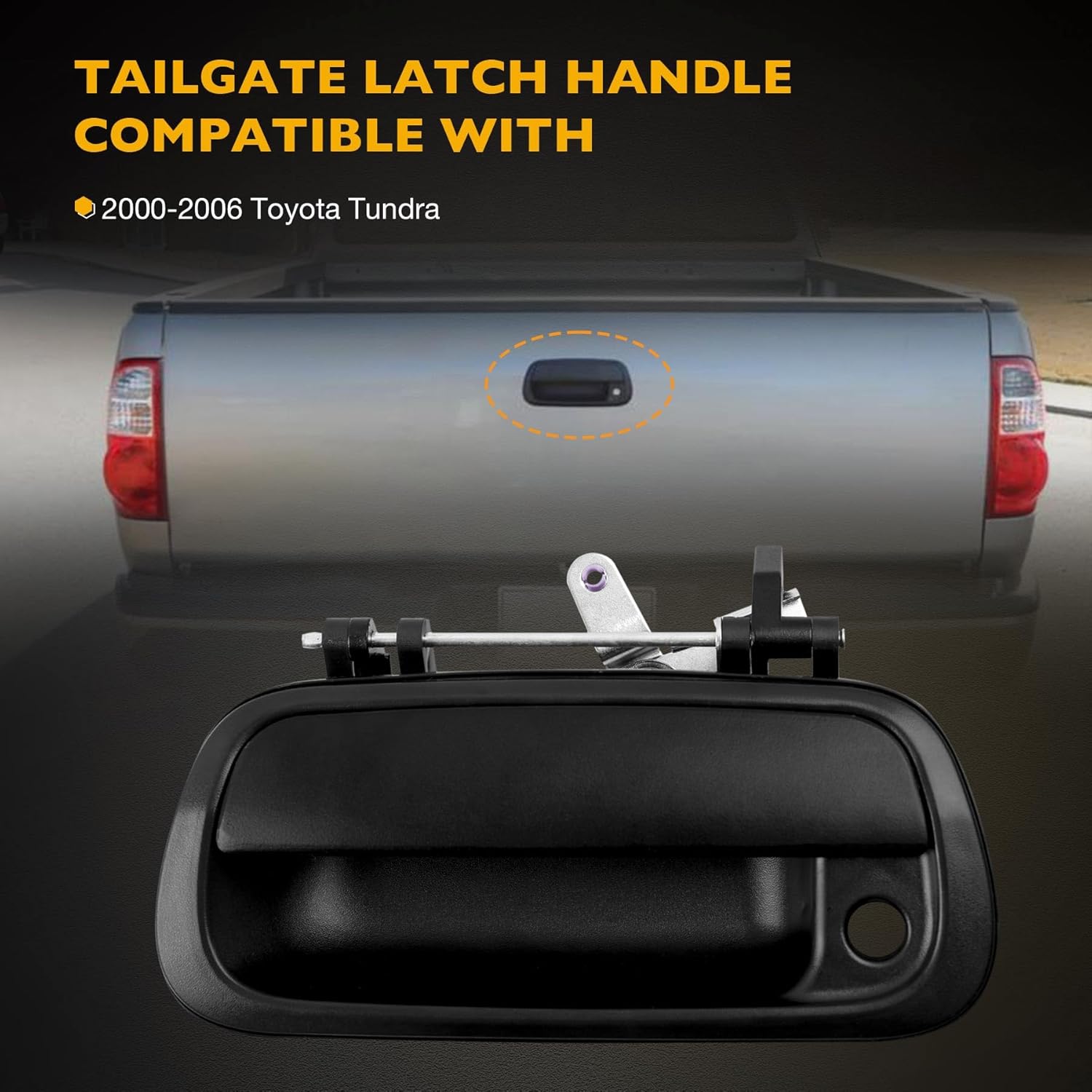 Gledewen Upgraded Metal Tailgate Handle Liftgate Latch Handle, Compatible with 2000-2006 Toyota Tundra, Replaces# 80866 TO1915110 690900C010