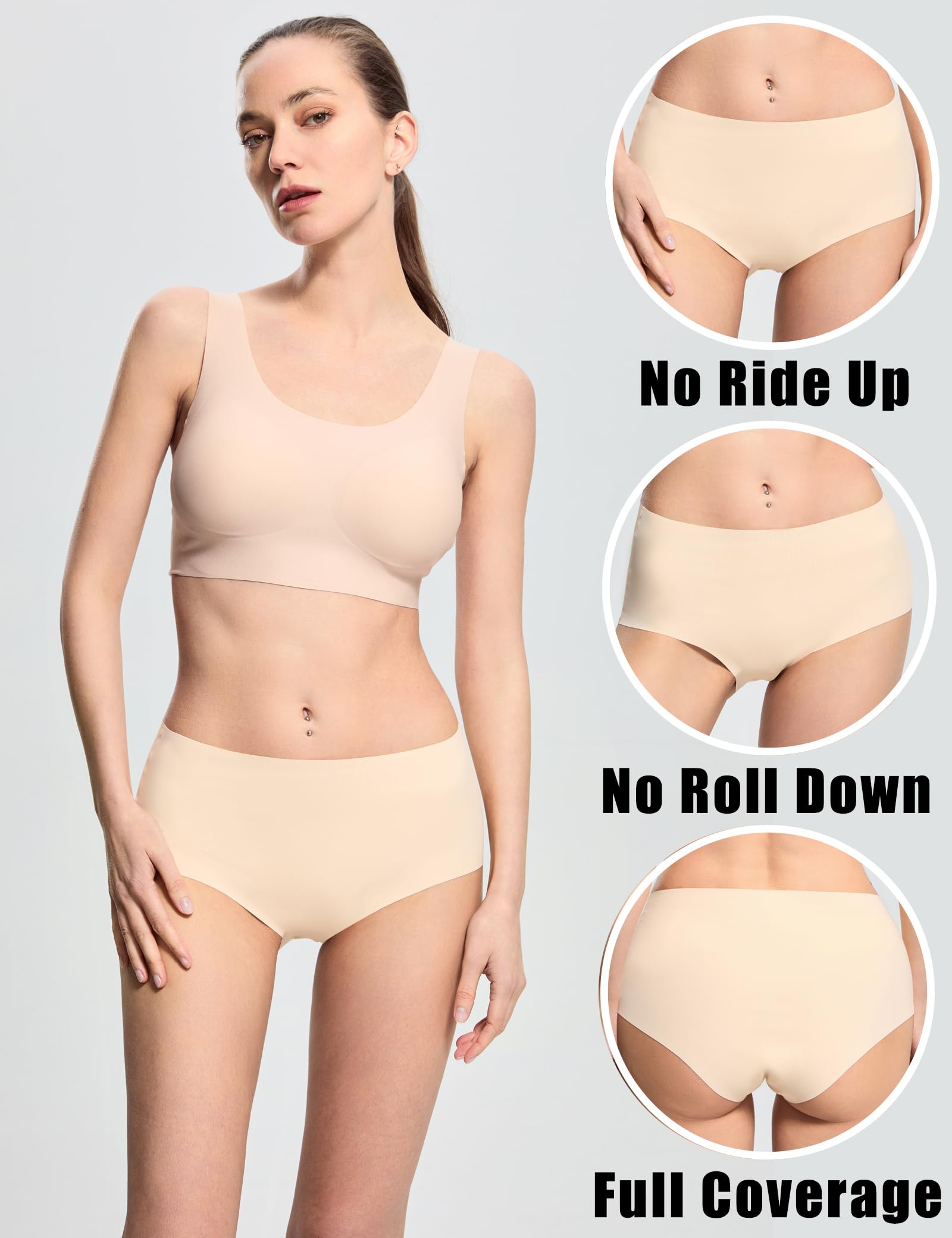 Donppa Mutande Donna Invisibile Slip a Vita Bassa Media Senza Cuciture Mutande Elastico Brief Femminili Pantaloncini Pacco da 3/5