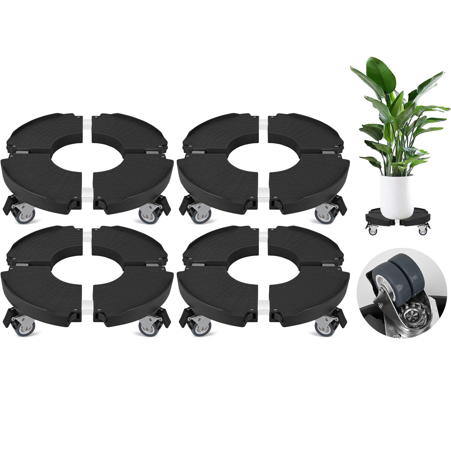 ToLanbbt 2 Pack Plant Caddy Stands with 360° Wheels