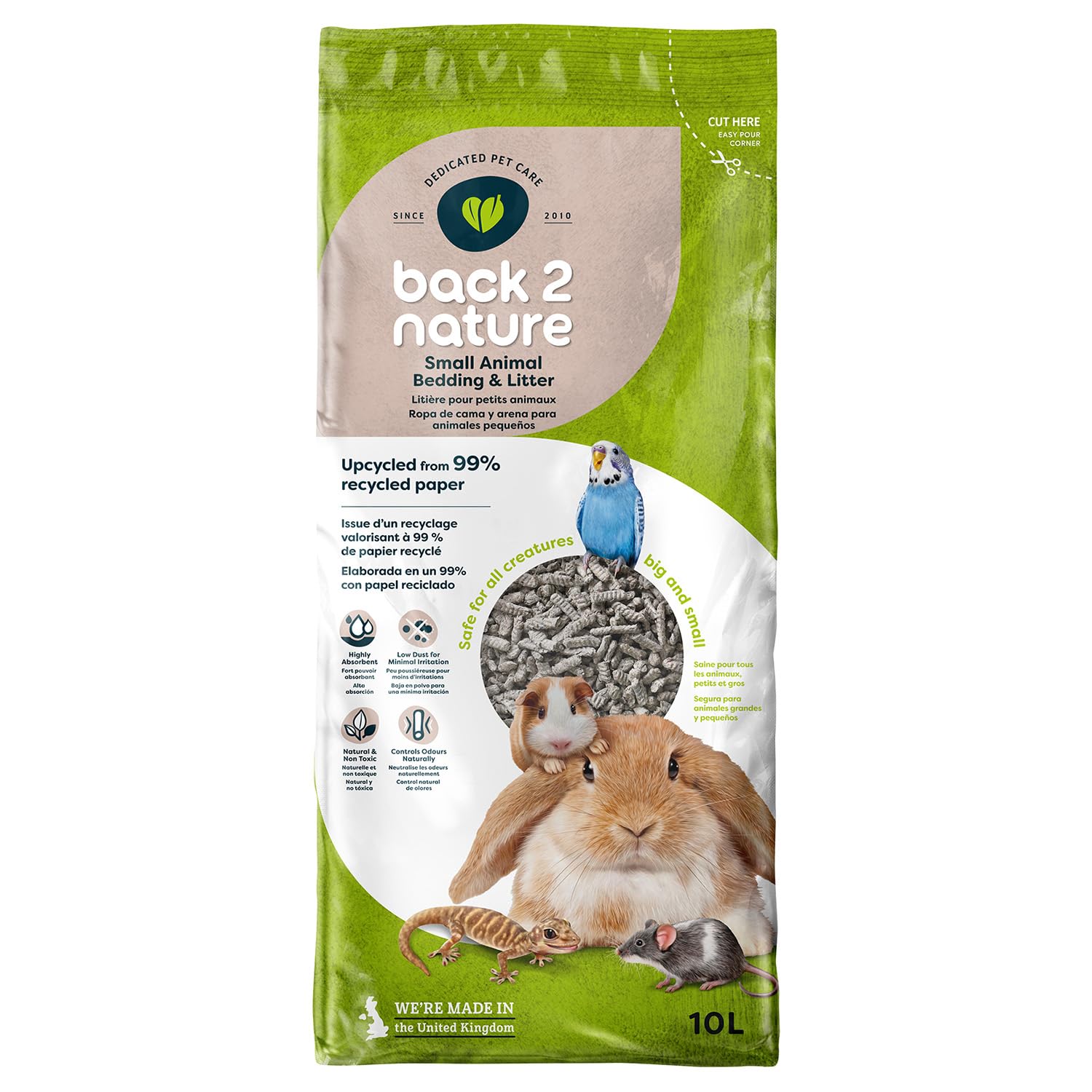 Back2Nature Small Animal Bedding (10L) - Non-Toxic Recycled Paper