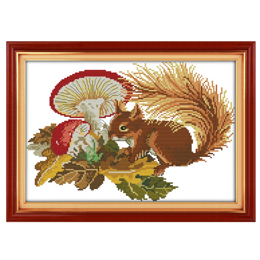 MM456 Cross Stitch Set DIY Handmade Needlework Counted Embroidery Kit 14CT Squirrel -36x26cm Home Decoration