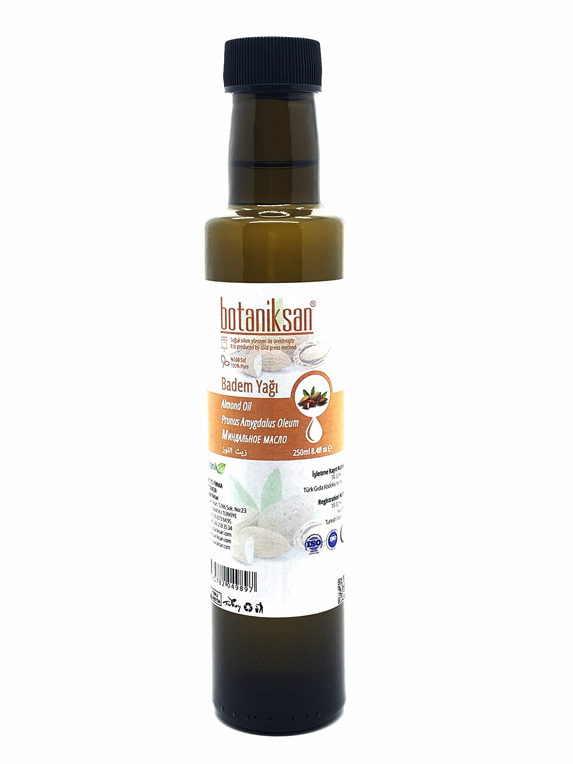 Botaniksan Badem Yağı 250ML Soğuk Sıkım, Saf, Doğal, Katkısız