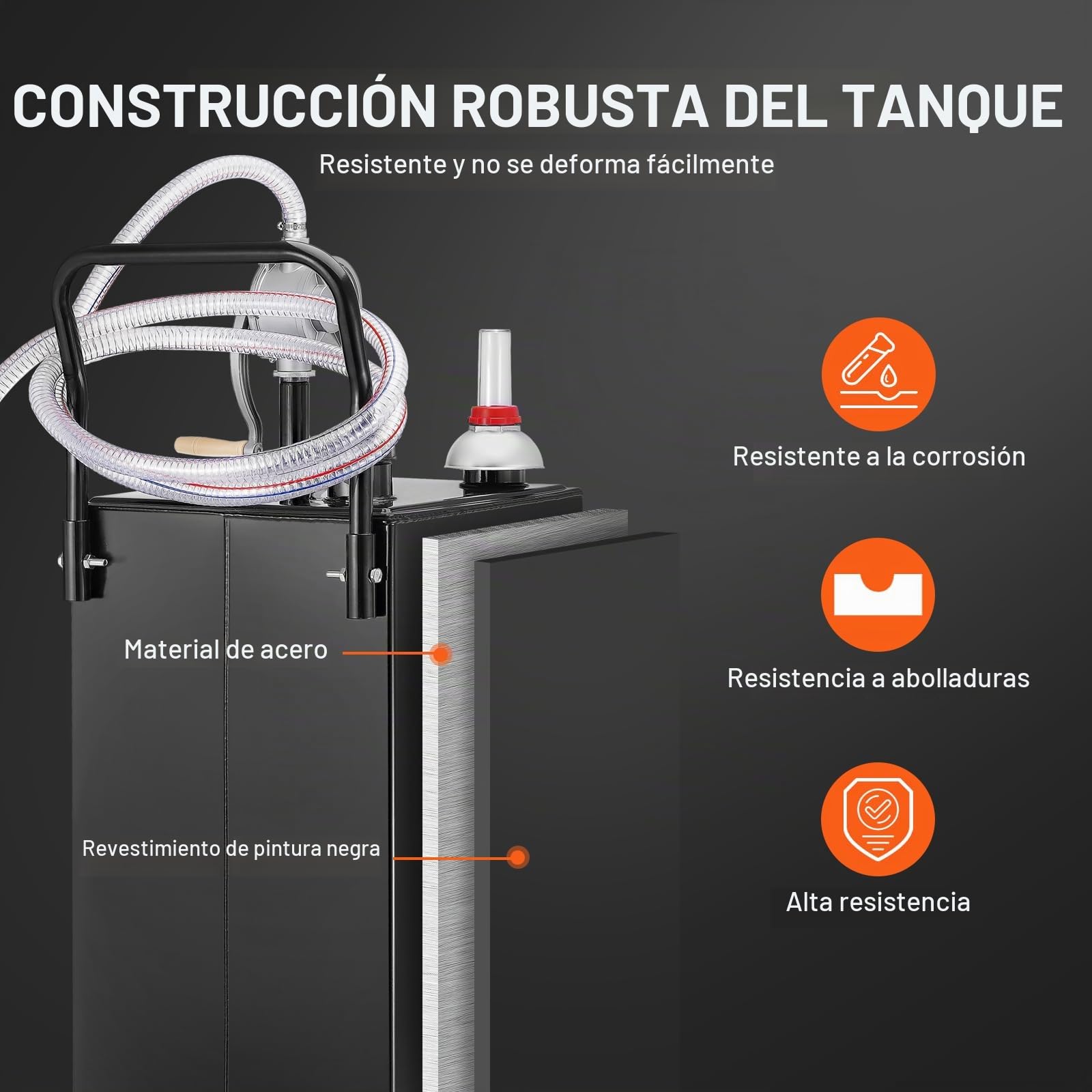VEVOR Carro de combustible Tanque de almacenamiento de gasolina de 35 galones con 4 ruedas bomba de transferencia manual para automóviles, cortadoras de césped, vehículos todo terreno, barco, negro