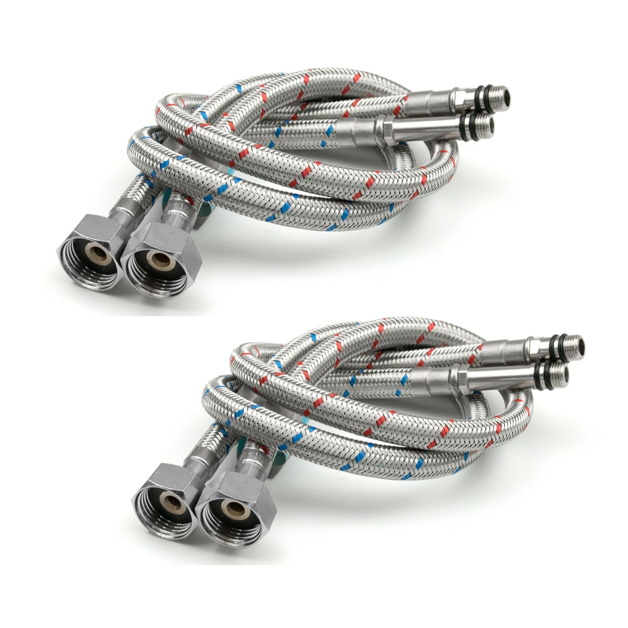 Xcel Home 4X M10 x1/2 Flexible Tap Connectors (500mm) | 10 Lengths | 2 Pairs of BSP Kitchen/Basin Monobloc Mixer Flexi Pipe Tails | Braided Stainless Steel