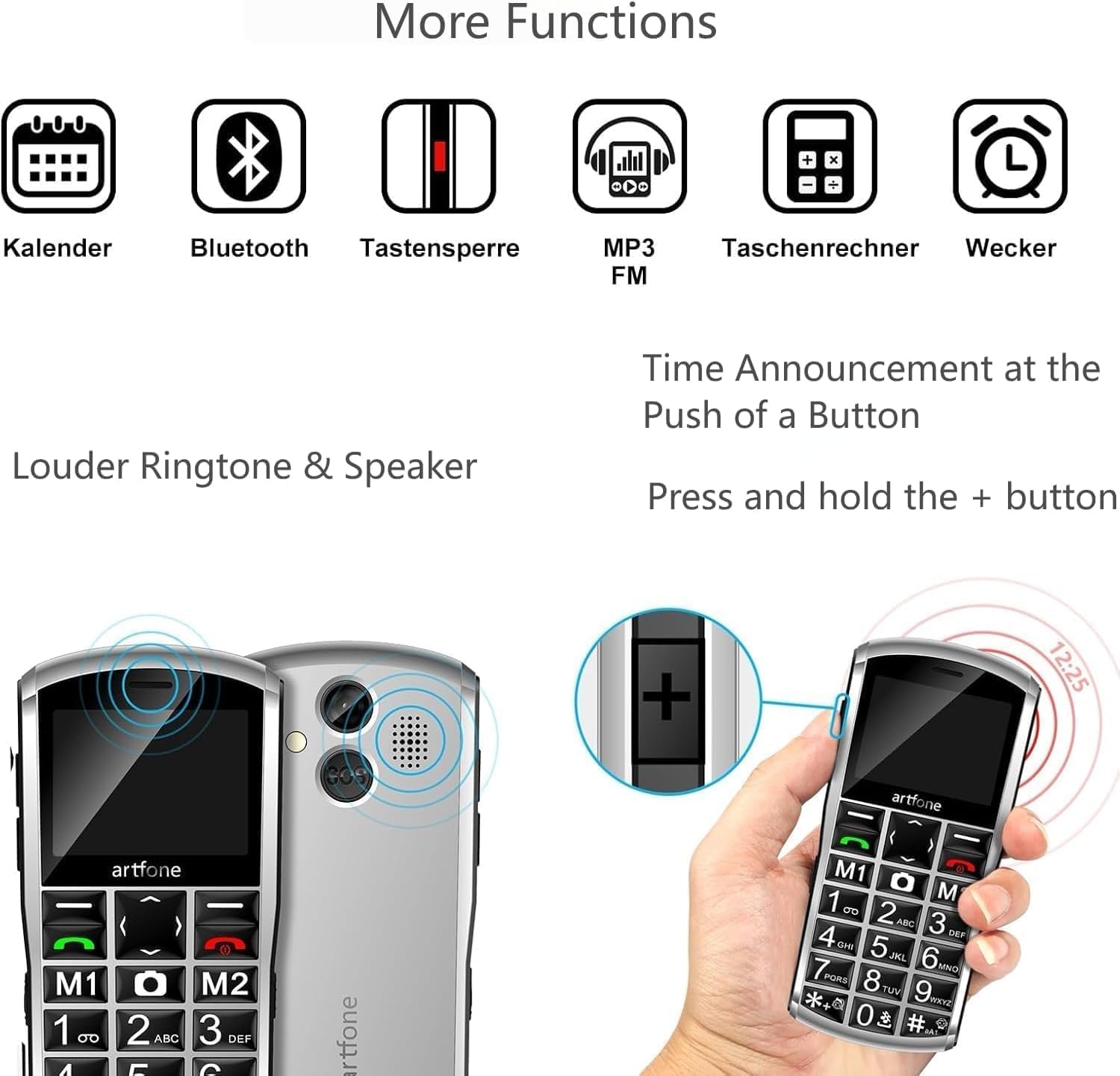 artfone A400 Pro 4G - Telefono cellulare per anziani, senza contratto