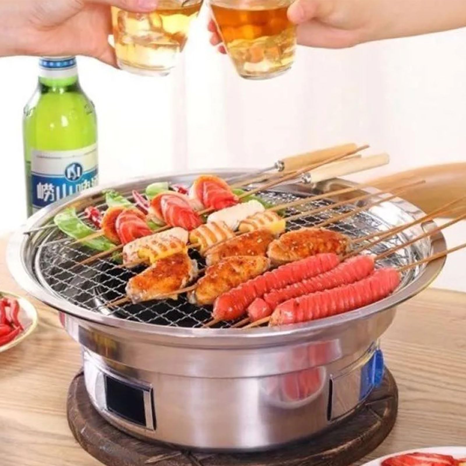 kingsea Griglia rotonda da 16,5 cm, in acciaio inox, per barbecue, a carbone, griglie elettriche, forni, cibo alla griglia, 1 pezzo