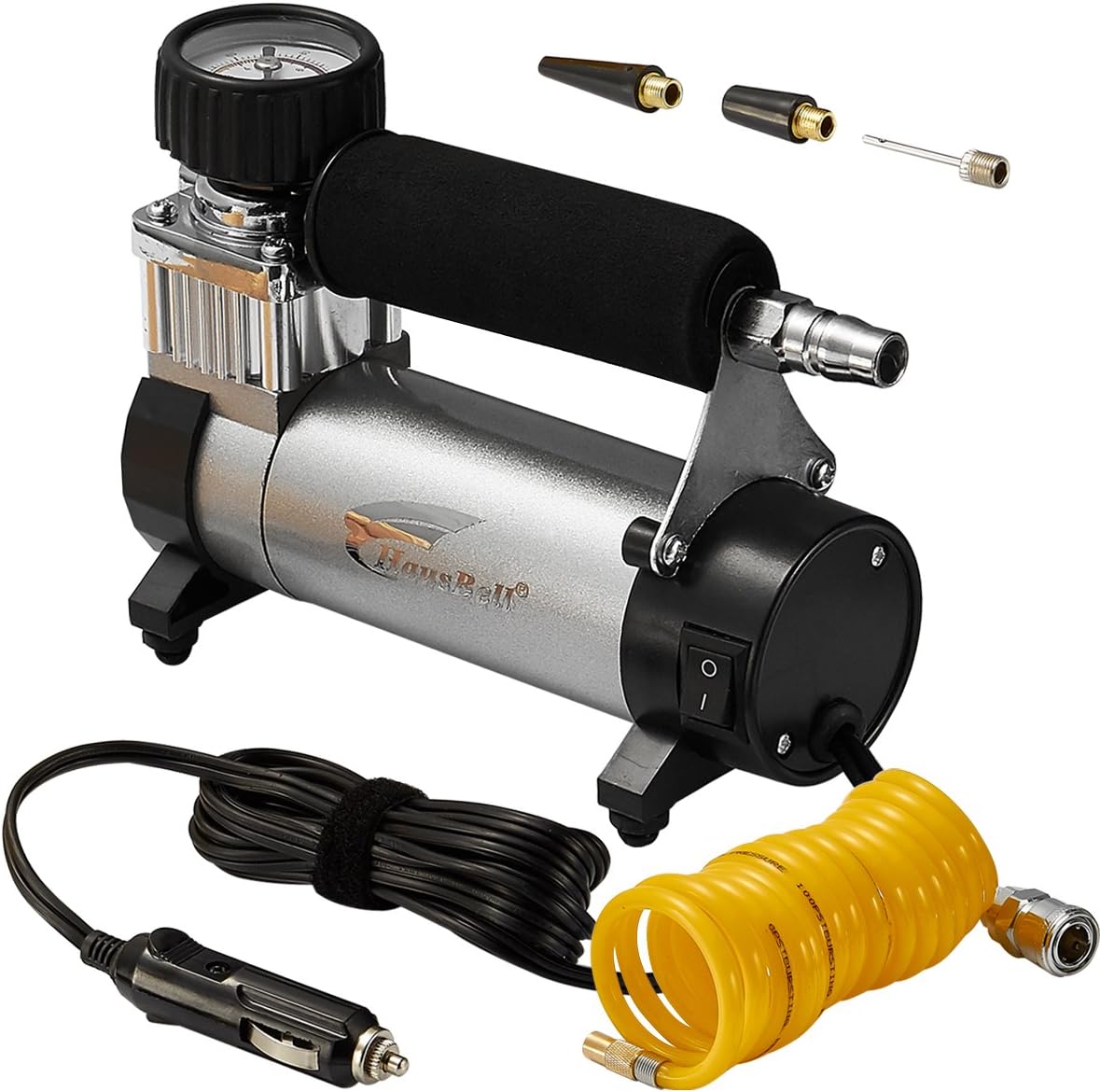 HAUSBELL Portable Air Compressor, Air Compressor Kit Air Compressor Tire Inflator Mini DC12V Multi-Use Oil-Free Air Tools Tire Inflator Tire Pump