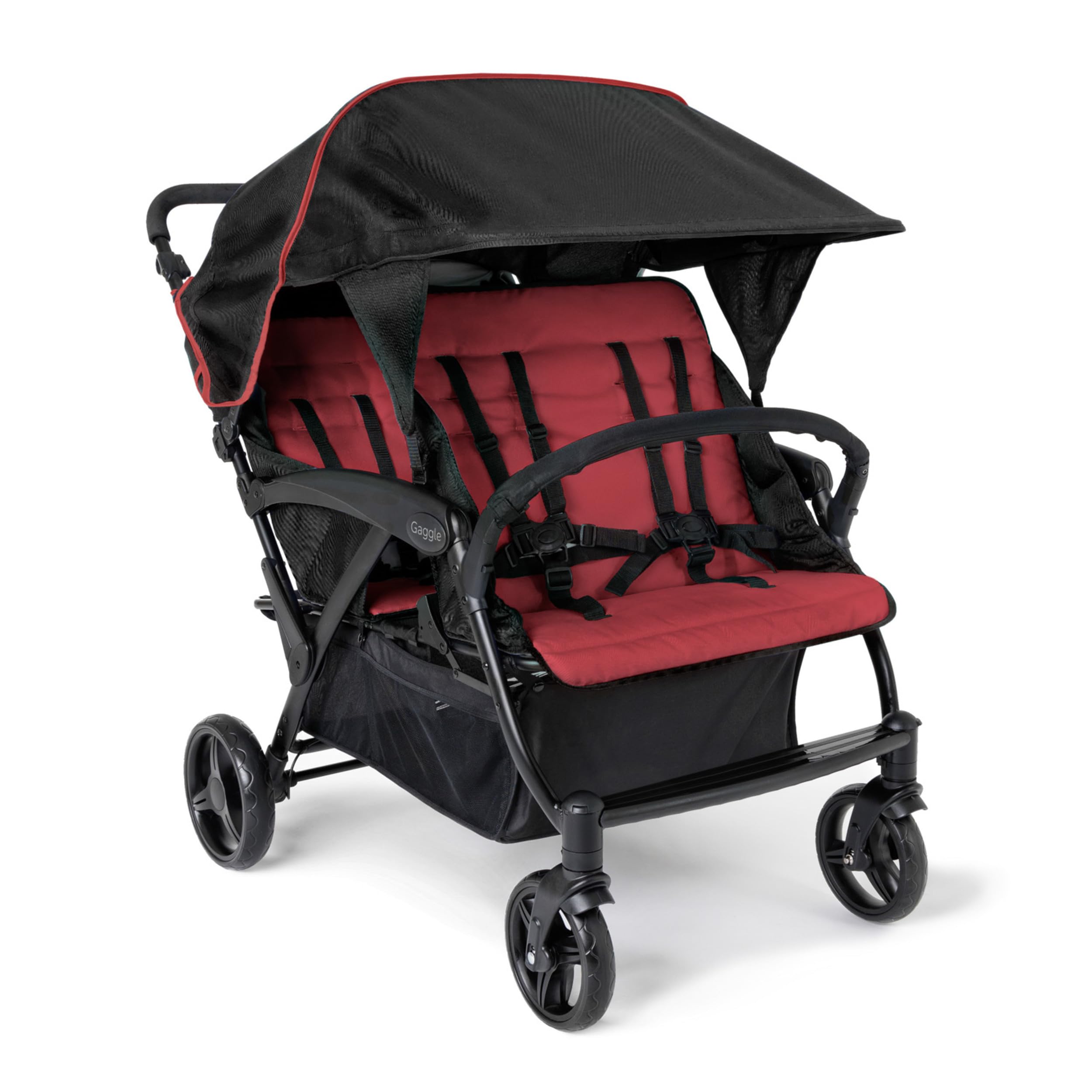 Gaggle Odyssey 4 Seat Foldable Quad Stroller, Red