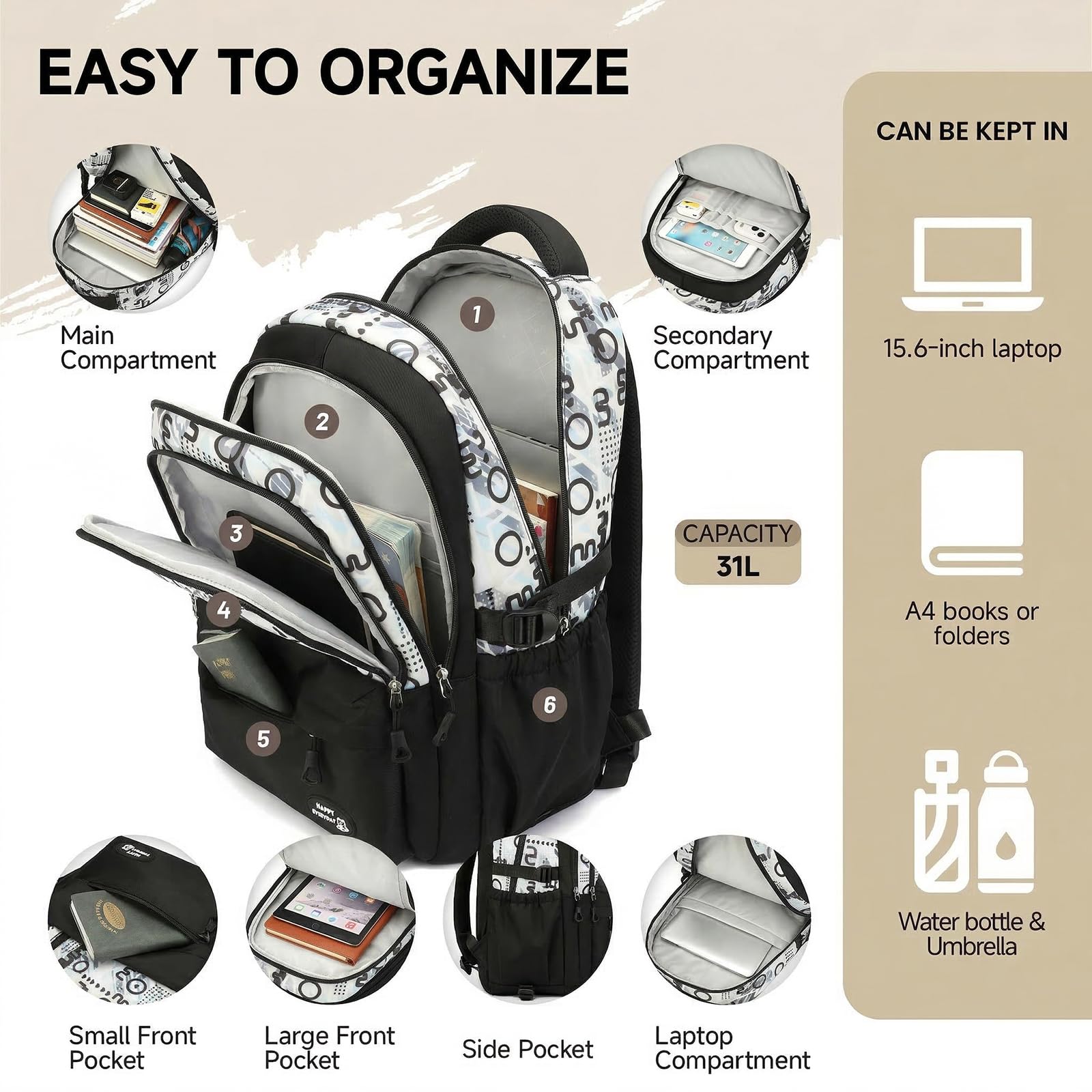 Amythe Mochila Escolar con Ruedas para Chicos 10-24 Años – Mochila Carro 6 Ruedas para Instituto y Bachillerato – Gran Mochilas de Viaje para PC 15.6" – Vuelta al Cole Navidad