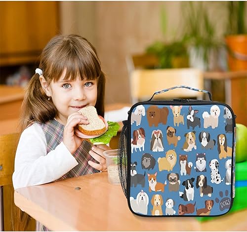 Miniatura 6 de Lonchera aislada, con estampado de huellas de animales y perros, lonchera reutilizable para preparación de comidas, bolsa de hielo, contenedor