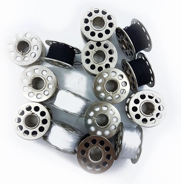 10PC Standard Sewing Machine Metal Bobbins/Spools Black & White Colours Threads Home by Accessories Attic®