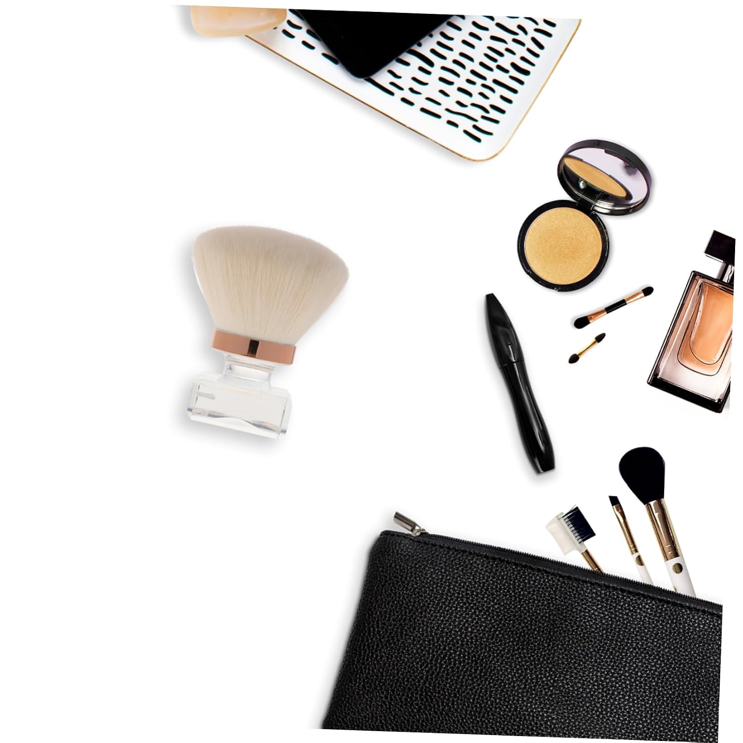 Mushroom Head Powder Makeup Brush Highlighter Brush for Blending and Application Soft Bristles for Loose Powder Blush and Nose Shadow Easy to Carry and Washable
