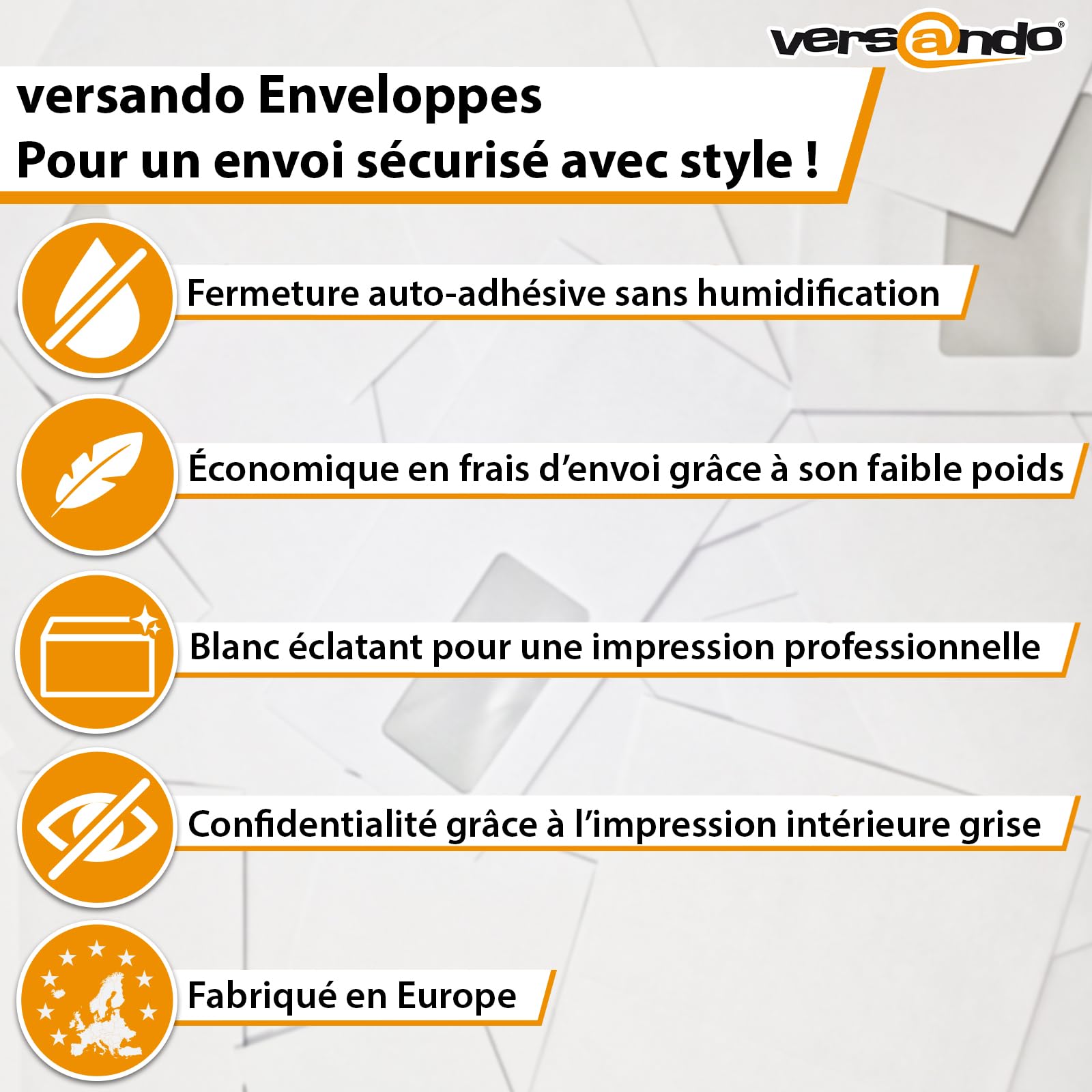 versando - 3000 enveloppes format DL 110 x 220 mm sans fenêtre, couleur
