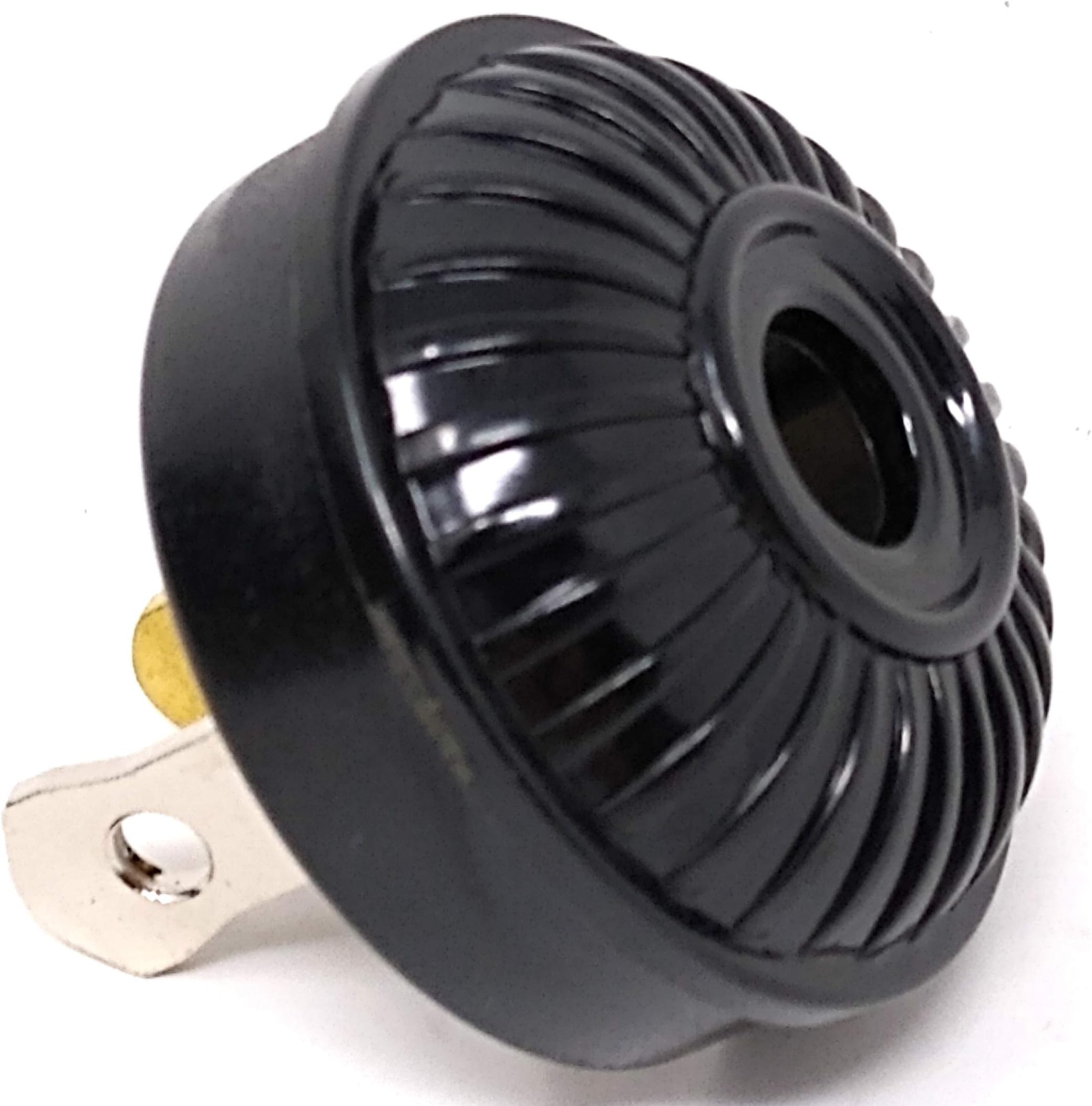 Black Mid-Century Embossed Lamp Plug, Antique Bakelite Electrical Plug