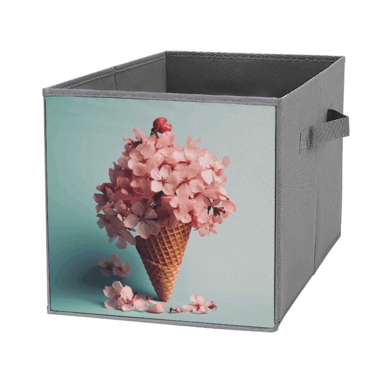 Bacs de rangement pliables à motif gaufres et fleurs pour armoire et placard de chambre