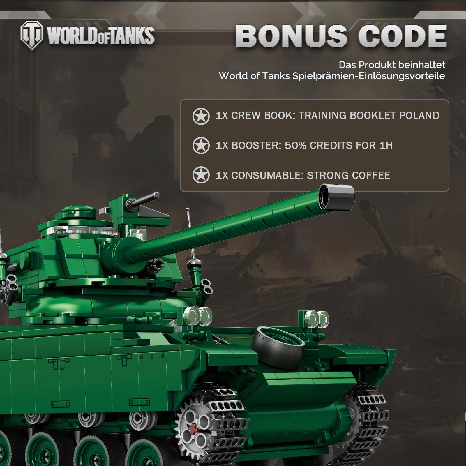Reobrix AMX-13 Leichtpanzer-Bausatz, Französische Militär-Modellbau Panzer | 1:28 Kettenfahrzeug Modell, 77033 World of Tanks Lizenz Set, Militärfahrzeug Bausatz, für Erwachsene Teenager, 1037 Teile