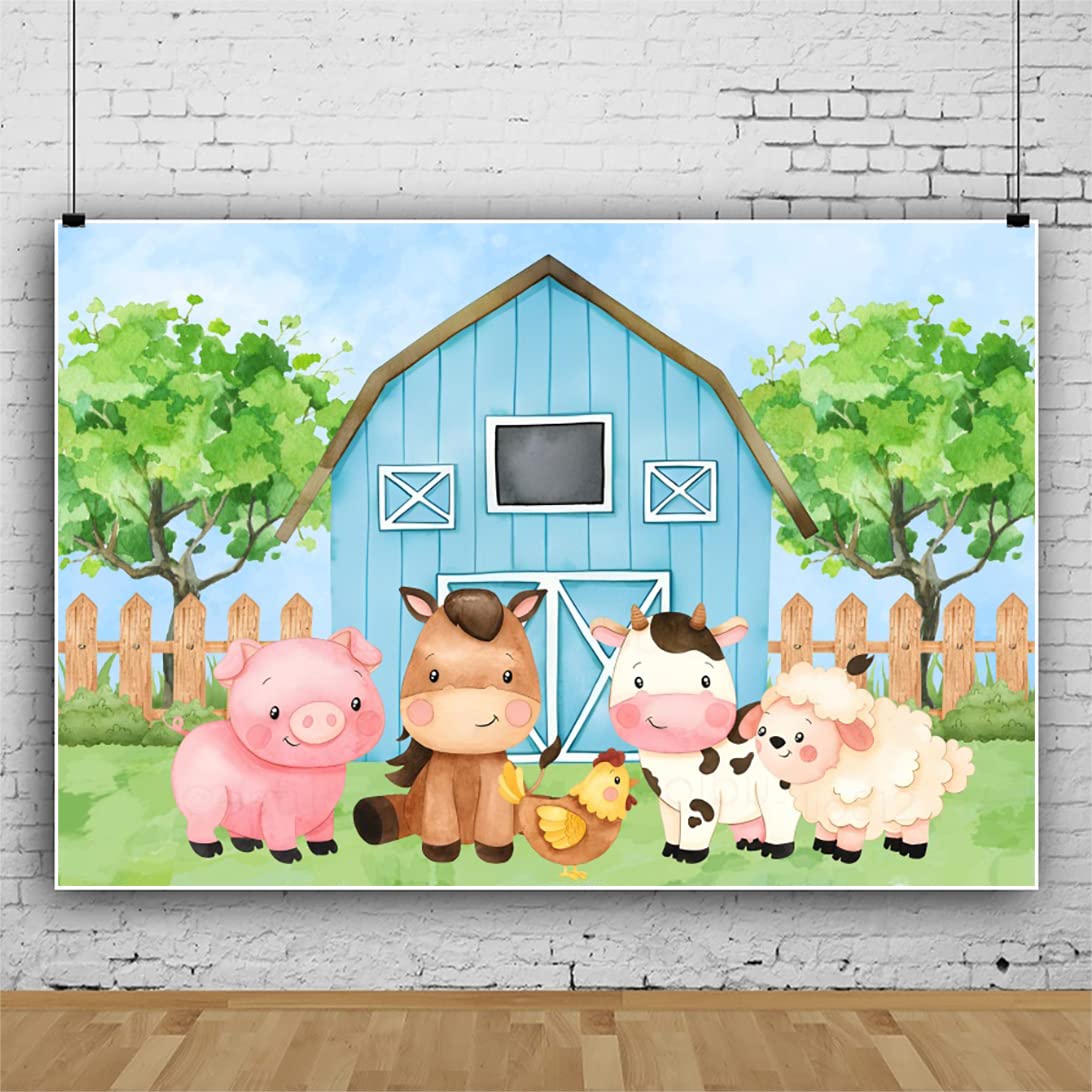 1,5 x 9 m Baby Shower tło urocze zwierzęta gospodarskie tło krowa świnia owca kurczak fotografia tło noworodek chrzciny przyjęcie urodzinowe baner dekoracyjny