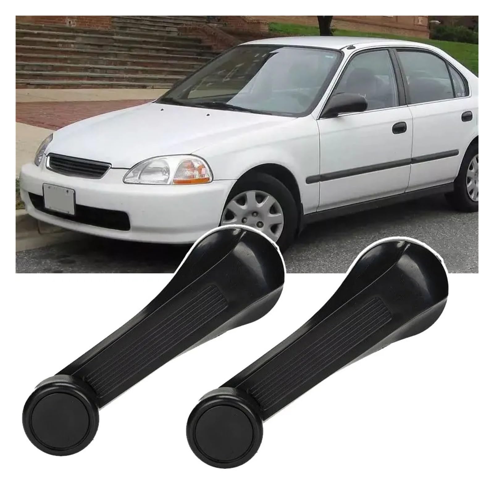 Samwdk One Color Glass Lifter 2Piece Durable Black Car Window Winder Crank Door Handle For Civic 1984-2000 Professional Car Accessories Car Window Regulator