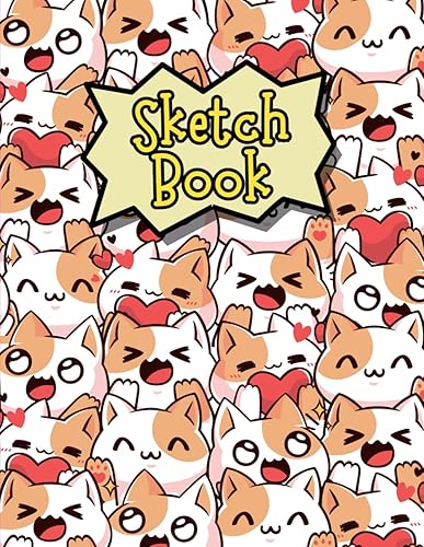 Drawing Pad For Kids: Blank Paper Sketch Book for Drawing Practice. 120 Pages 8.5 x 11 Large Sketchbook for Kids Ages 4-12. Notebook For Sketching, ... Writing Etc. Kawaii Chibi Cats Cover Design.