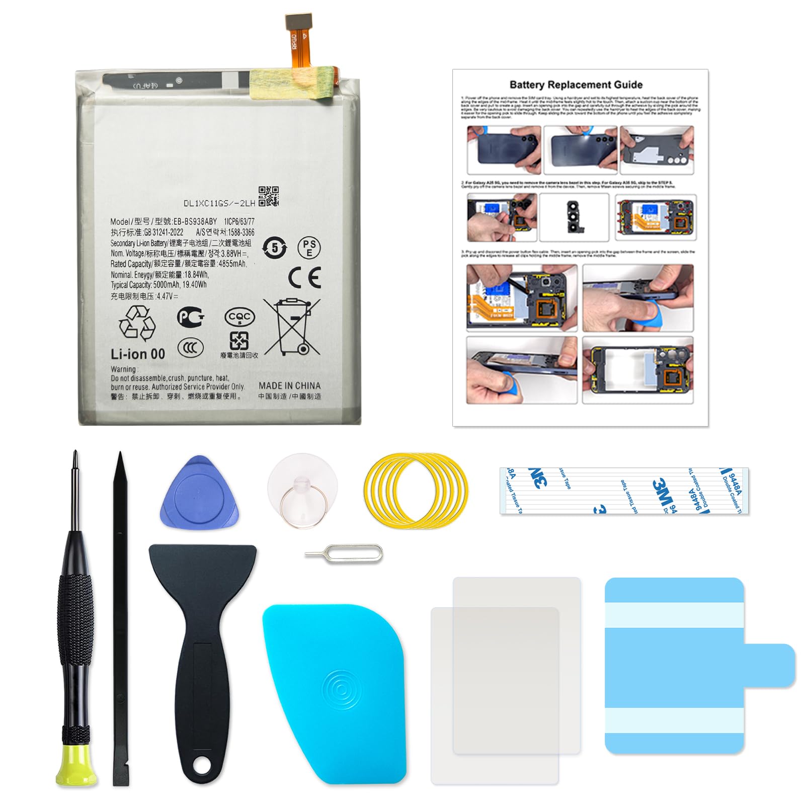 New EB-BS938ABY Battery Compatible with Galaxy S25 Ultra SM-S938B/U/U1/W/E, with Instruction & DIY Toolkit