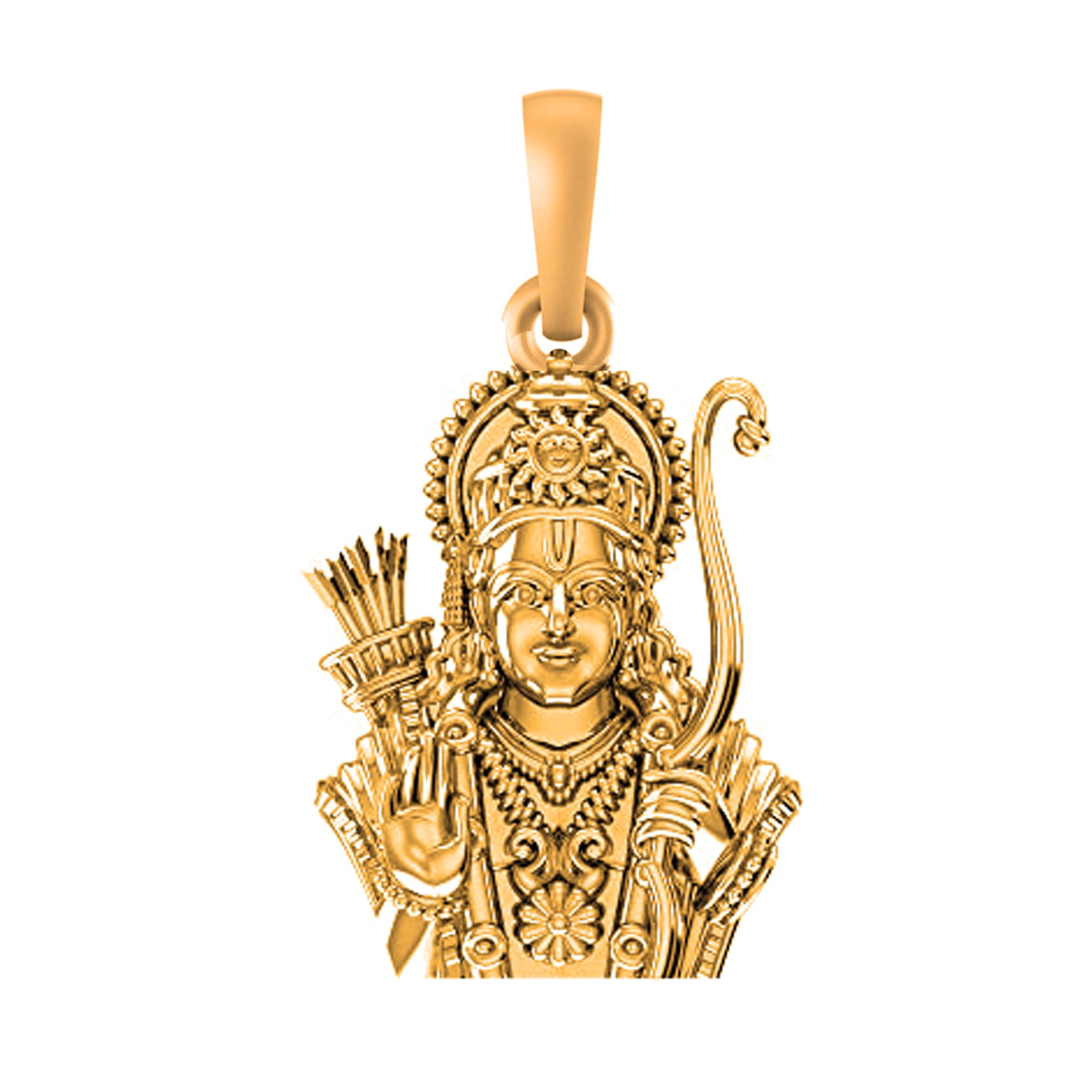 925 Sterling Silver 22k Gold Plated God Ram Pendant Bhagwan Shri Ram Locket for Men and Women