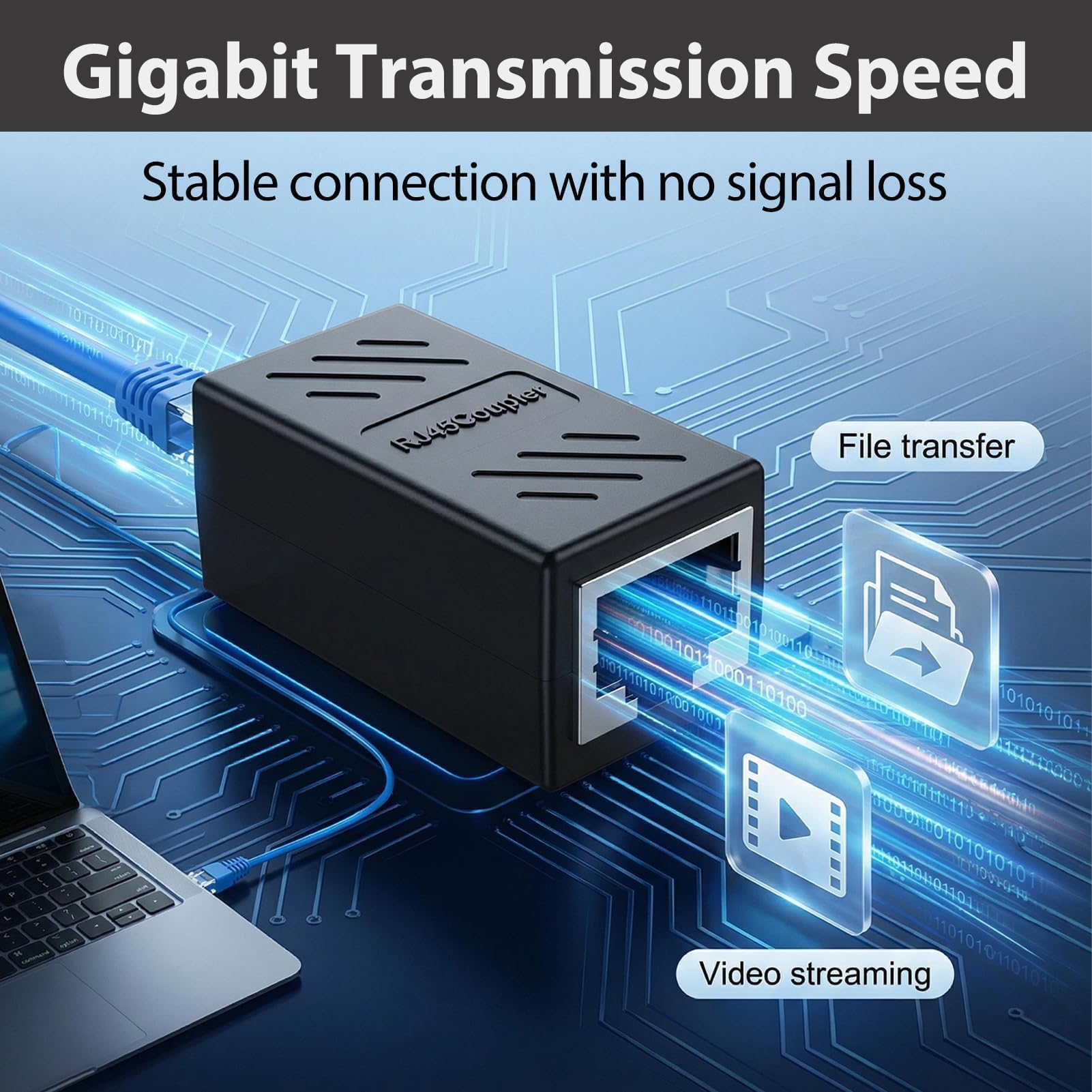 10 Unidades Adaptador RJ45 Hembra a Hembra Cat7, Conector RJ45, Empalme Adaptador Ethernet Blindado Gigabit, Conectores Ethernet, Acoplador de Red para Cat7 Cat6 Cat5e Cat5 — view 2