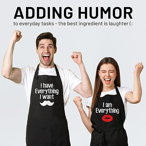 Miniatura 2 de Divertido juego de delantales para parejas aniversario, despedida de soltera, cocina de cocina, boda, regalo de compromiso para él, su novia