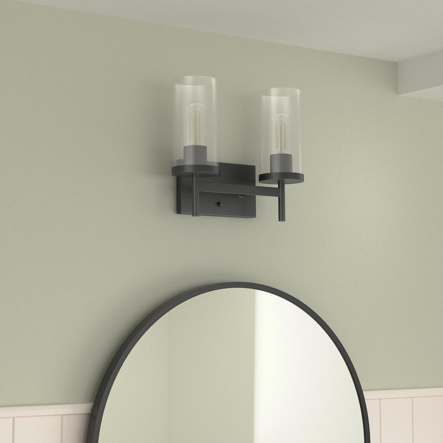 Golden Lighting 7011-BA2 BLK-CLR Winslett Bath Fixture, Matte Black- Bathroom Light Fixture, Bathroom Light Fixtures, Lights, Bathroom Vanity Light, Vanity Lights