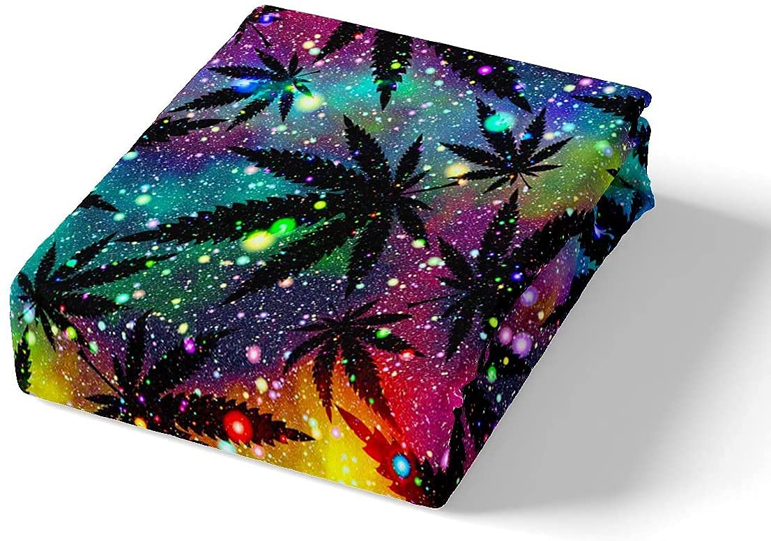 Funda nórdica con hojas de marihuana adolescente cannabis, galaxia, juego de cama para niños, niños, niñas, mujeres, hombres, jóvenes, marihuana, hierba, hojas, juego de fundas de