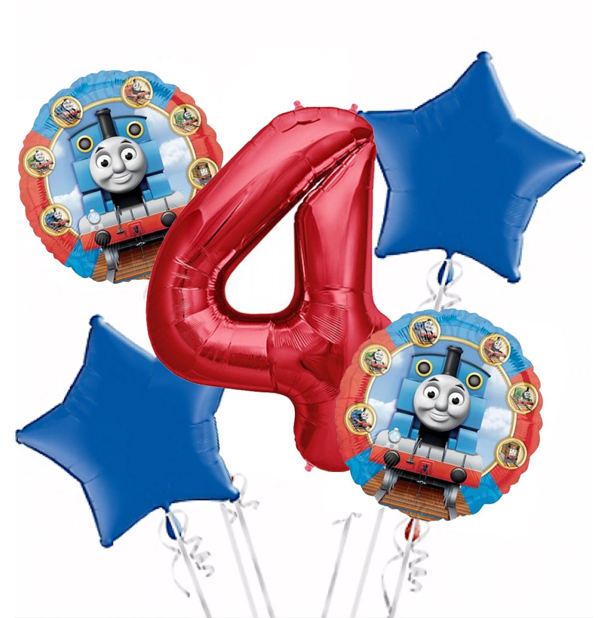 Thomas the Tank Balloon Bouquet 4th Birthday 5 pcs - Party Supplies