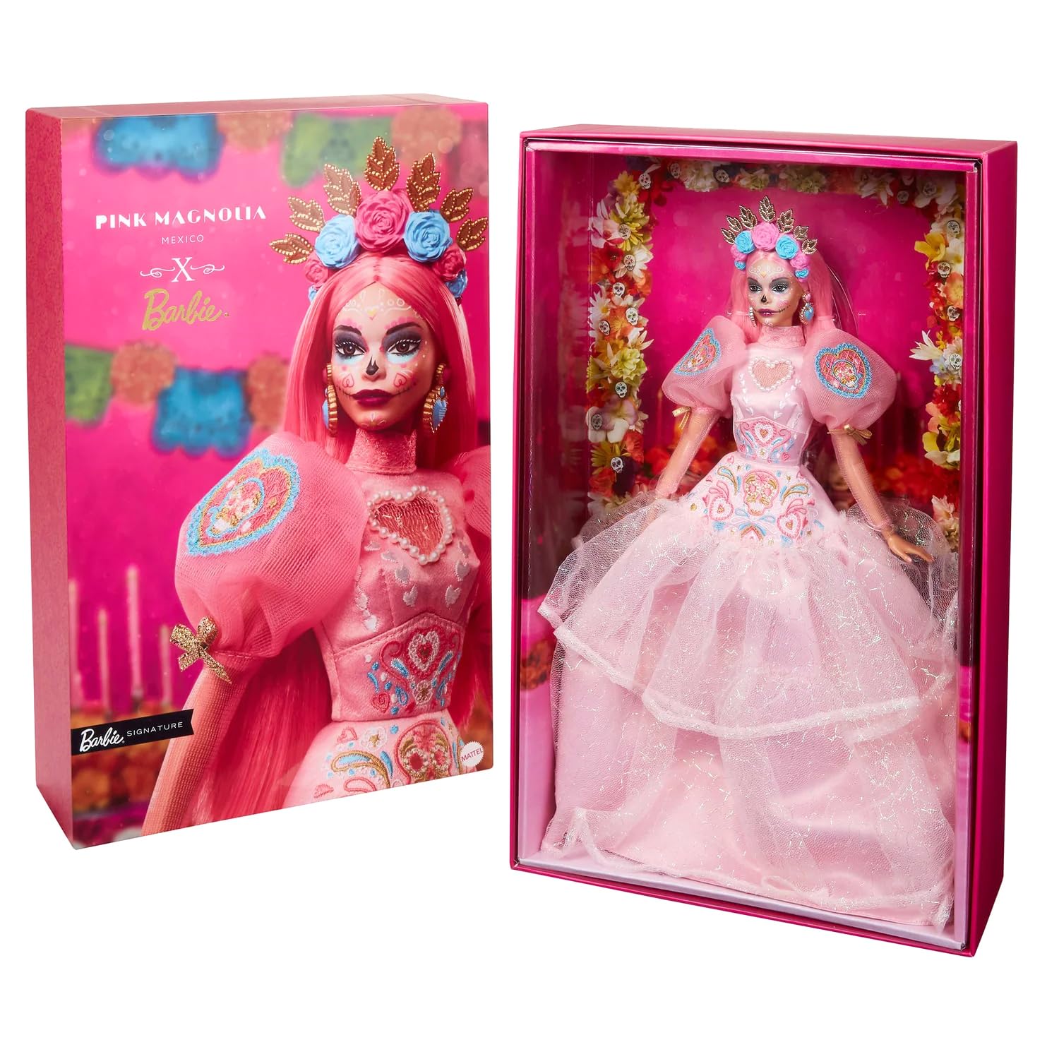Barbie Bambola Magnolia rosa 2023 Día De Muertos x Pink Magnolia, edizione limitata, HJX16