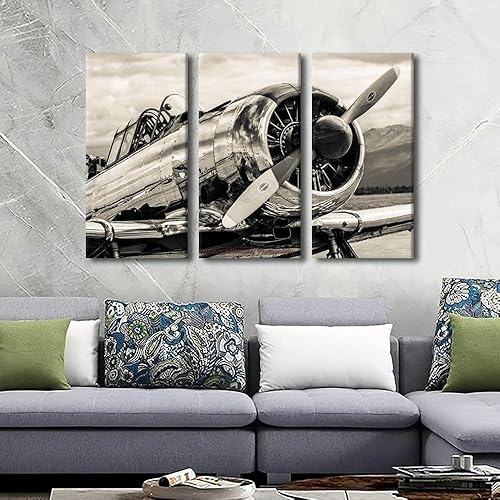 Miniatura 56 de Lienzo decorativo para pared, 3 piezas, póster de nariz de avión, arte de hélice gris, decoración del hogar, lienzo inspirador, decoración de pared