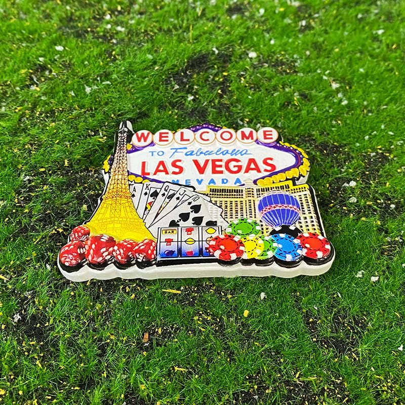 Imán para refrigerador colorido tema Las Vegas Nevada miniatura 3