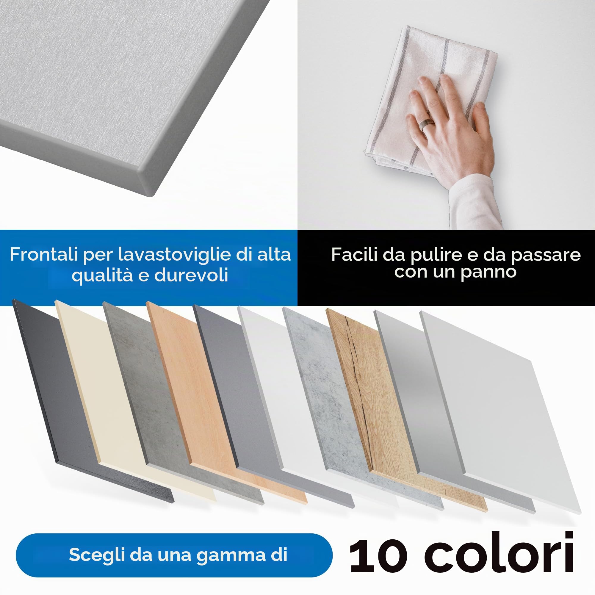 Pannello frontale per lavastoviglie [60 cm & 45 cm] In 10 colori - Per lavastoviglie completamente integrate e semi integrate (Metallic, 715 x 594 mm)