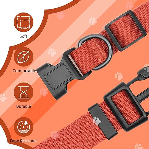 Miniatura 4 de Pawhuggies Collar de perro naranja, collar de perro transpirable de tela de bambú natural para perros pequeños, collar ajustable con hebilla de