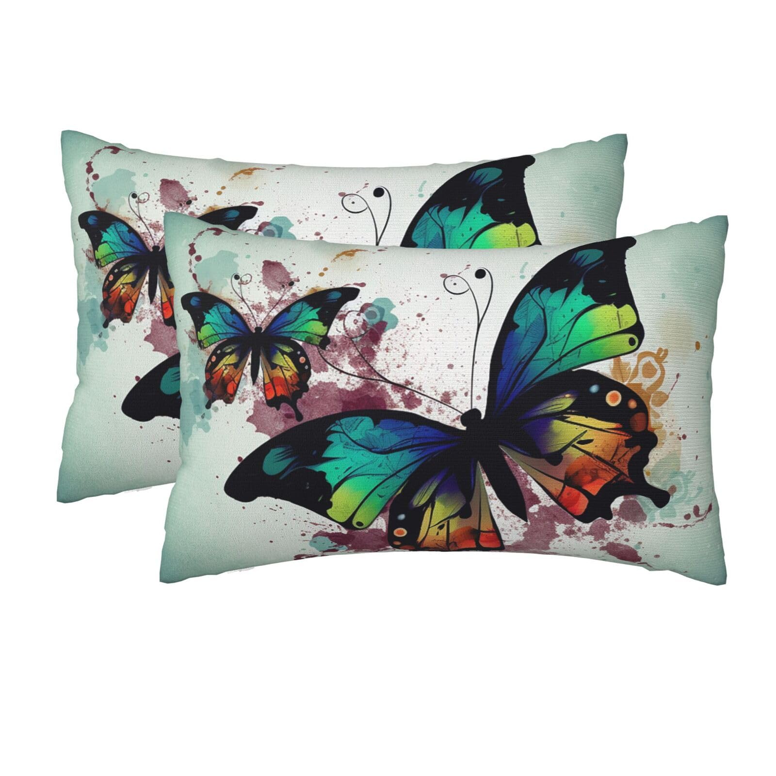 2 Pack Queen Pillow Cases with Hidden Zipper, Soft Breathable Pillow Covers for Hair and Skin, Artistic Butterfly Pillowcases 20"x30" Bed Pillow Protectors Cover for Sleeping Gifts