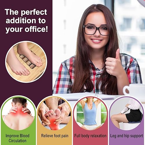 Miniatura 3 de JLKCTHH Revitaliza tu día de trabajo con nuestro reposapiés ergonómico para debajo del escritorio, diseño de madera ajustable con reposapiés