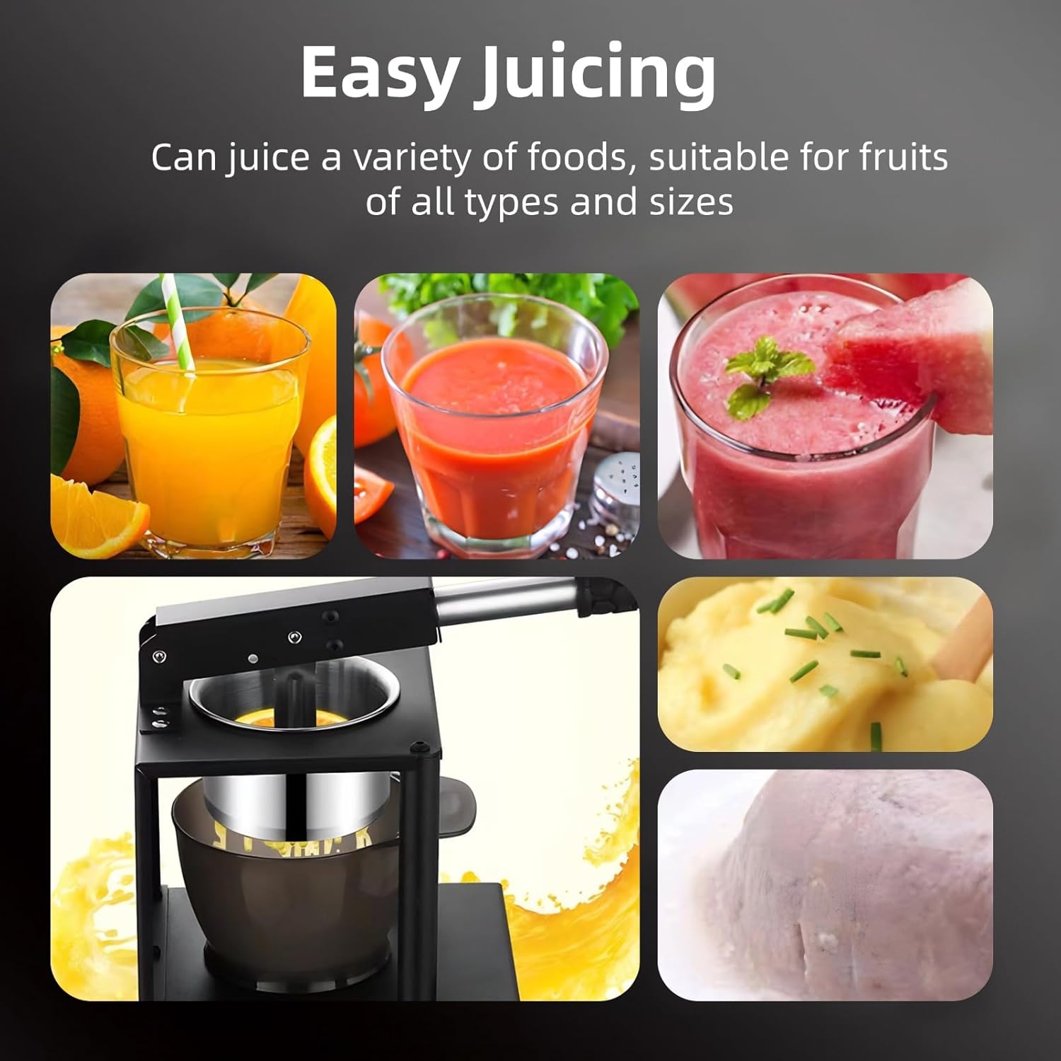 Orange Juicer Squeezer, Cast Iron Lemon Squeezer, Commercial Citrus Juicer Hand Press, Easy to Clean Stainless Steel Citrus Squeezer for Orange Lemon Pomegranate Grapefruit