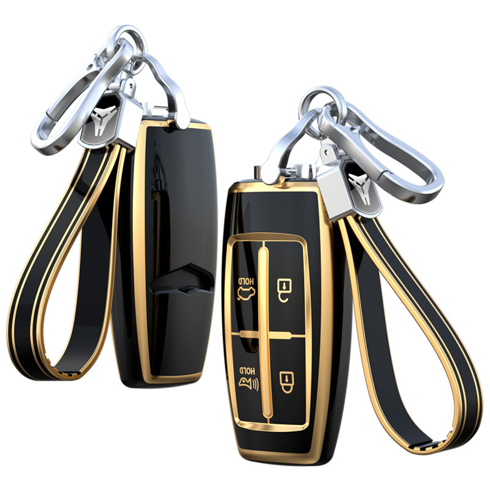 Car Key Cover TPU Leather Key Fob Cover Key Case Keyring For Genesis GV70 GV80 G80