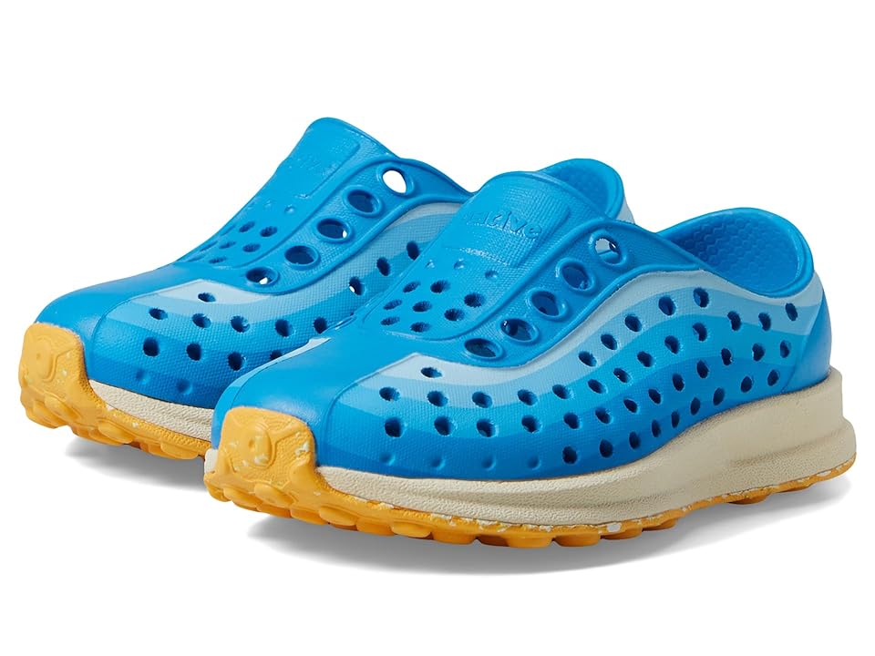 Native Shoes Kids Robbie Print (Toddler) (Wave Blue/Bone White/Pineapple Speckle Rubber/Wave Foggy Fade) Kid's Shoes INTERNATIONAL SHIPPING