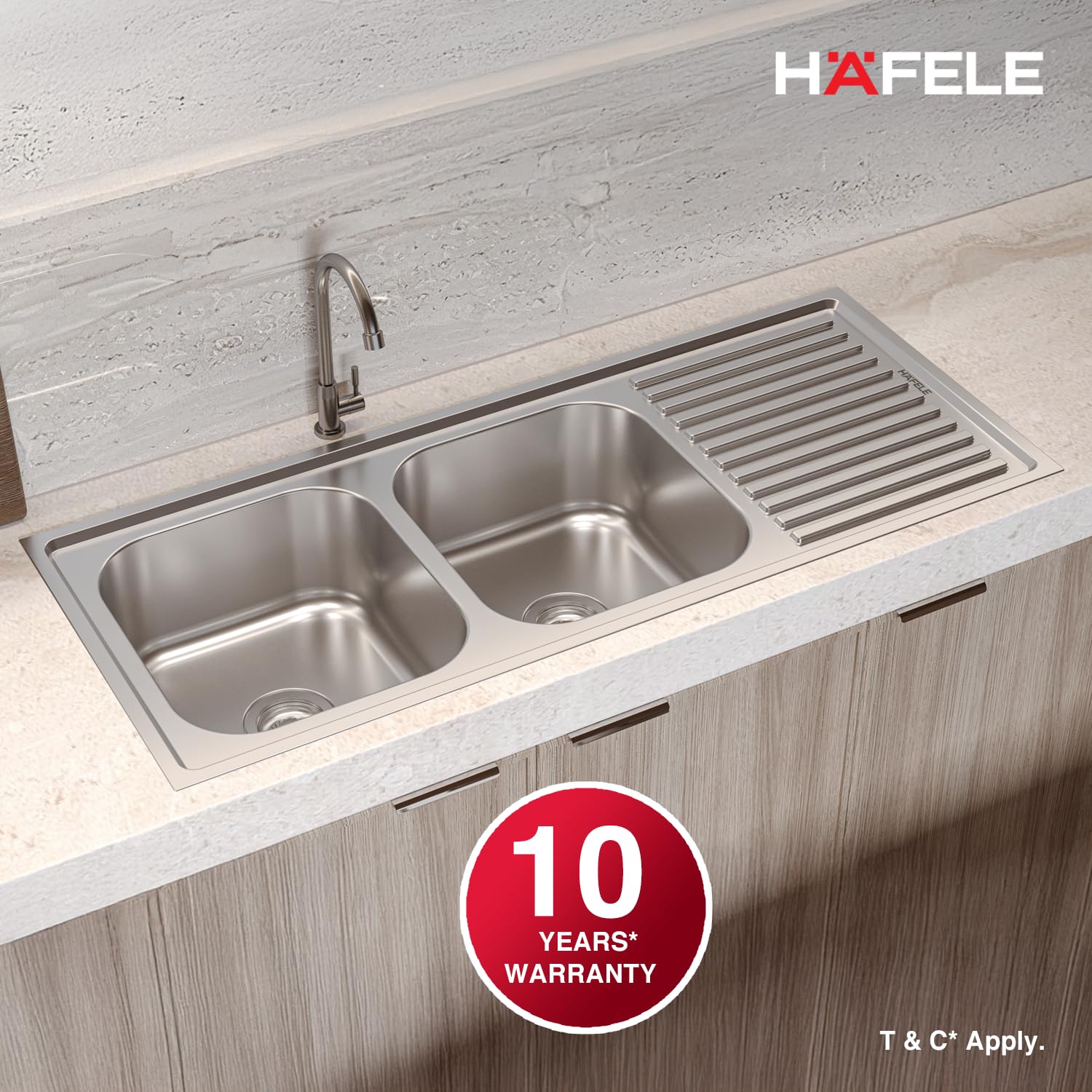 Hafele Orion Stainless Steel Double Bowl Sink -7