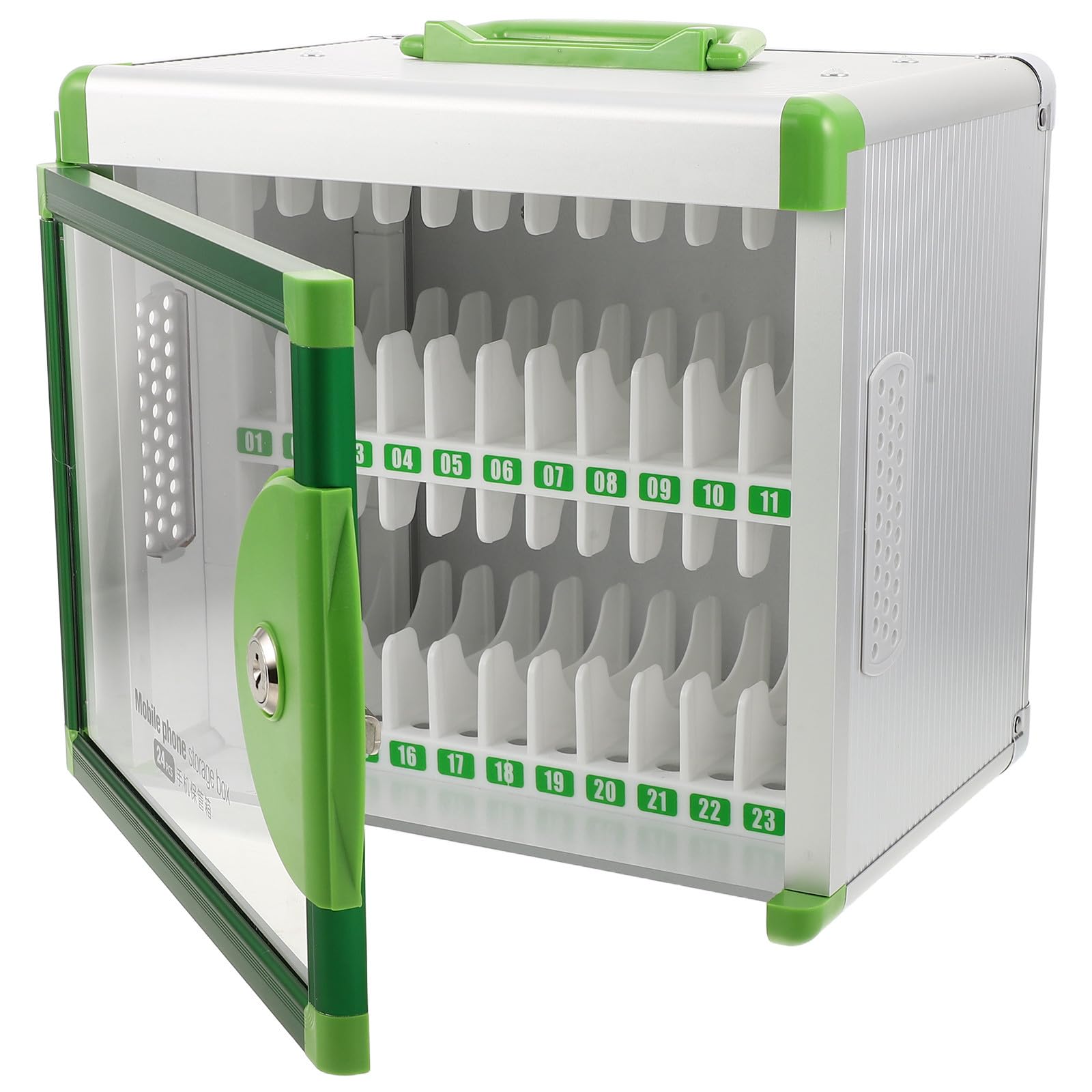 TOYANDONA Armadio Portacellulare Portatile in Lega di Alluminio con 24 Scomparti e Serratura, Design Contemporaneo per Aule Scolastiche e Uso Esami