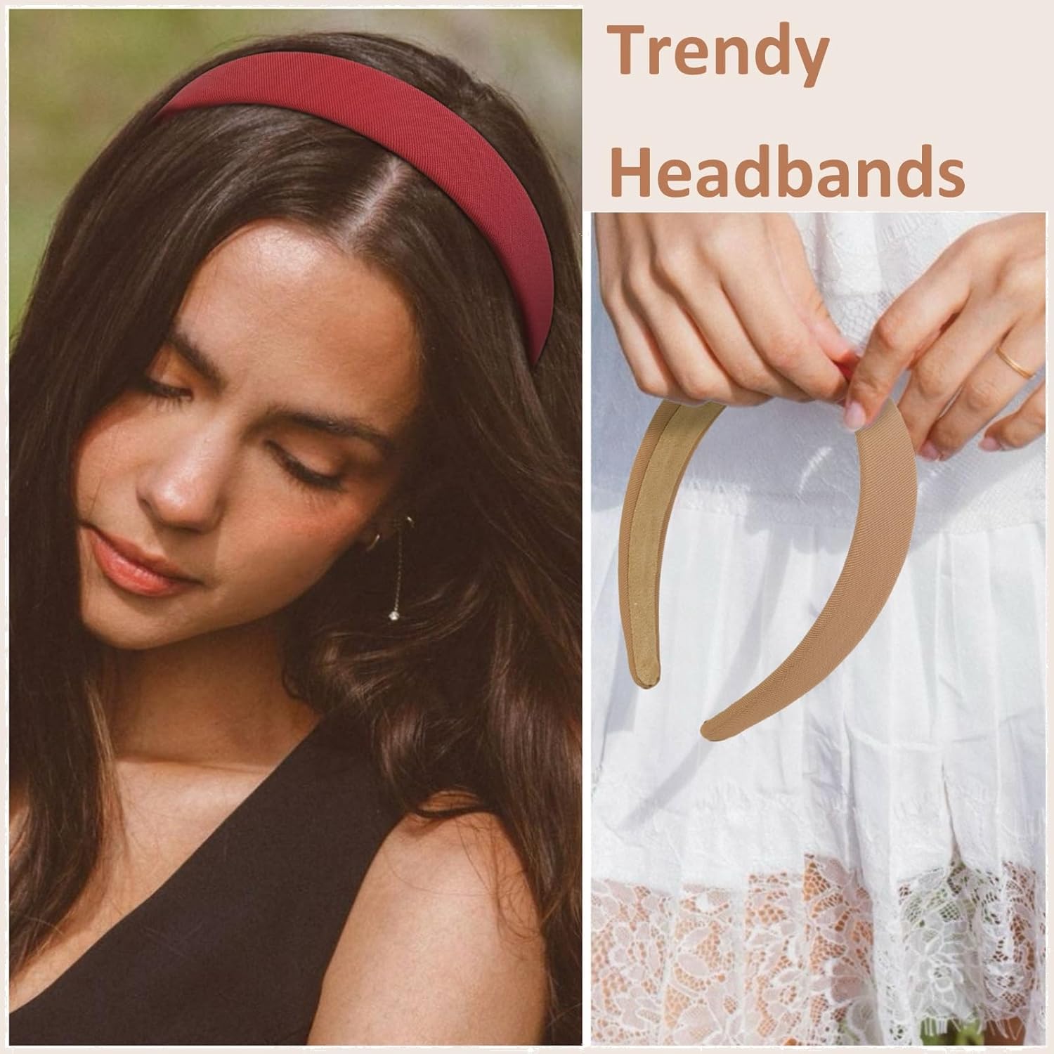Headbands for Women Trendy Non Slip Headband for Girls Long Short Hair, Cute Ribbed Women Headbands Elastic Hair Bands Fashion Hard Head Band Holiday Christmas Accessories 1 Inch - Image 3