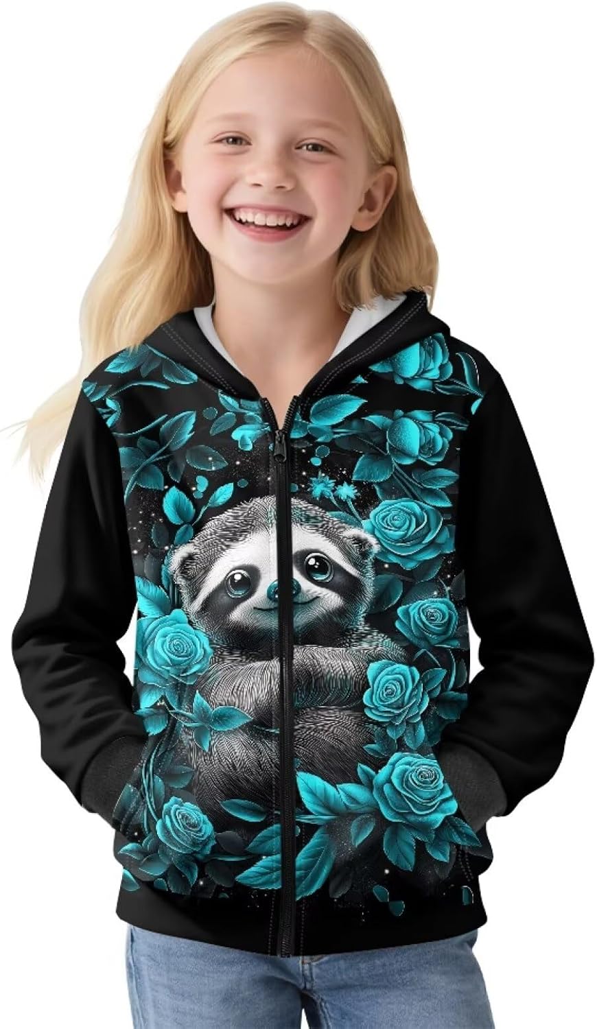 Girls Zip Up Hoodie Cute Sweatshirt for Kids Fall Jackets with Pockets Long Sleeve Shirts for School 6-16